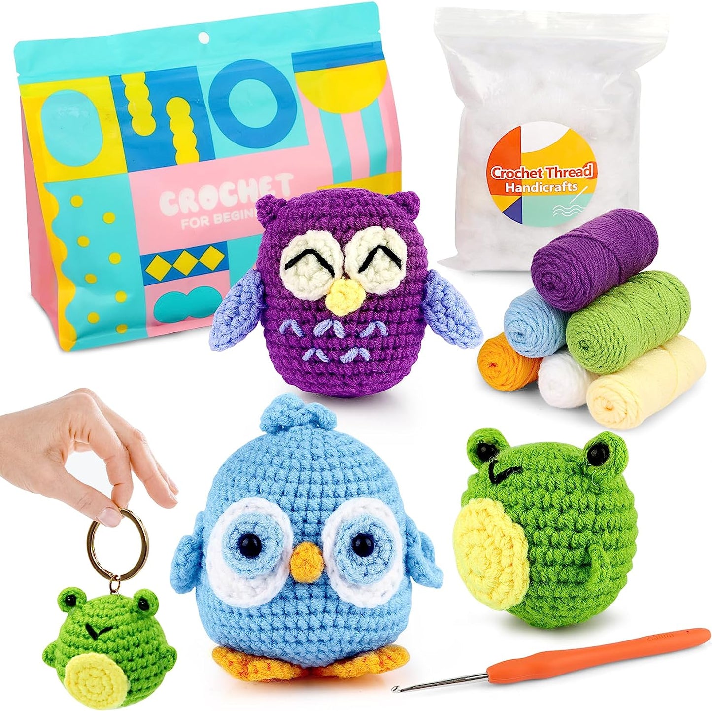 Crochet Kit for Beginners Ideal Gifts: 3PCS Crochet Animals figures, Crochet Starter Kit for Adults and Kids (10Age+) with Detailed Instructions and Tutorial