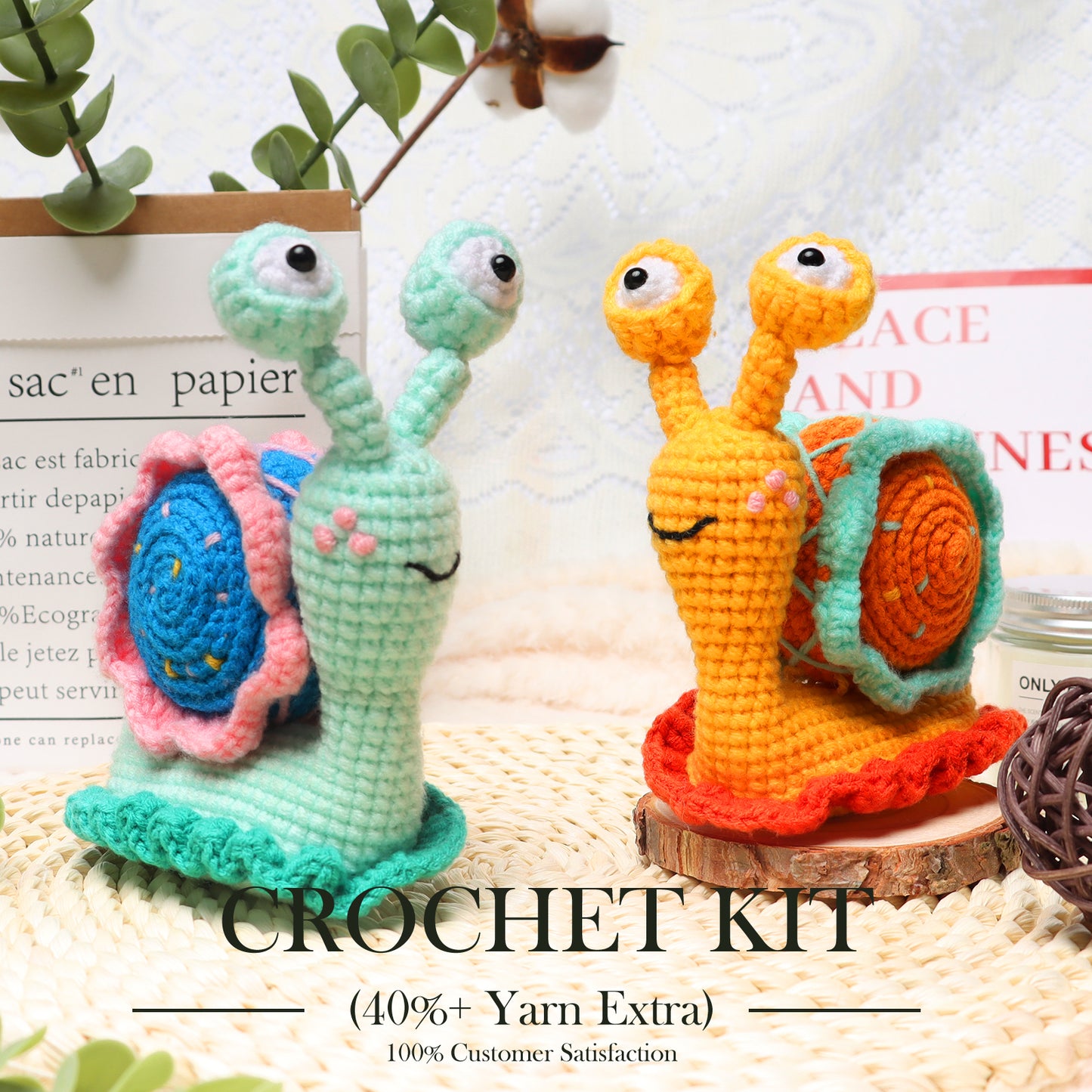 Amigurumi Crochet Kit for Adults: Animal Crochet Kits for Beginners Kids - Learn to Crochet Snial Amigurumi Starter Kit with Detailed Tutorial Videp and Instructions