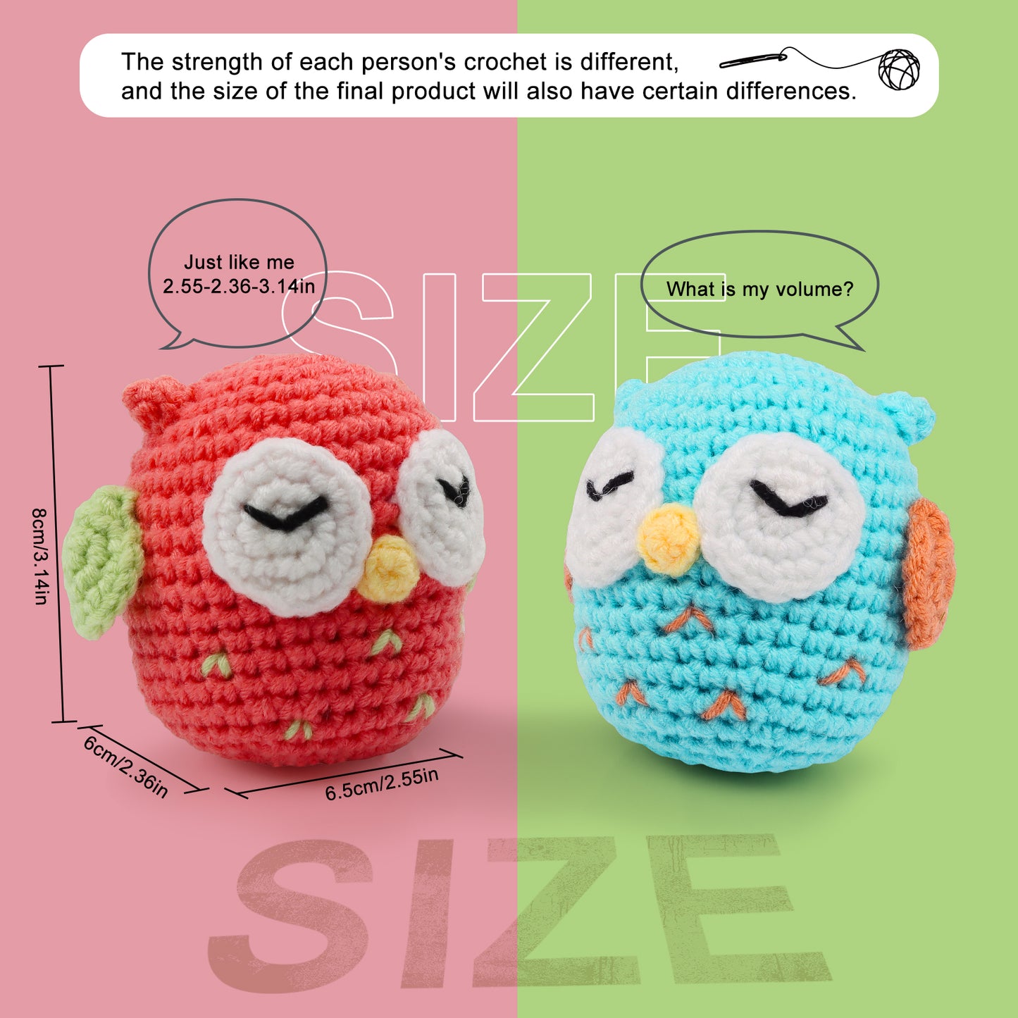 Faircosy 2PCS Beginner Crochet Kit: Amigurumi Crocheting Owls Kits, Starter Kit for Adults and Kids (10Age+) with Detailed Instructions and Tutorial