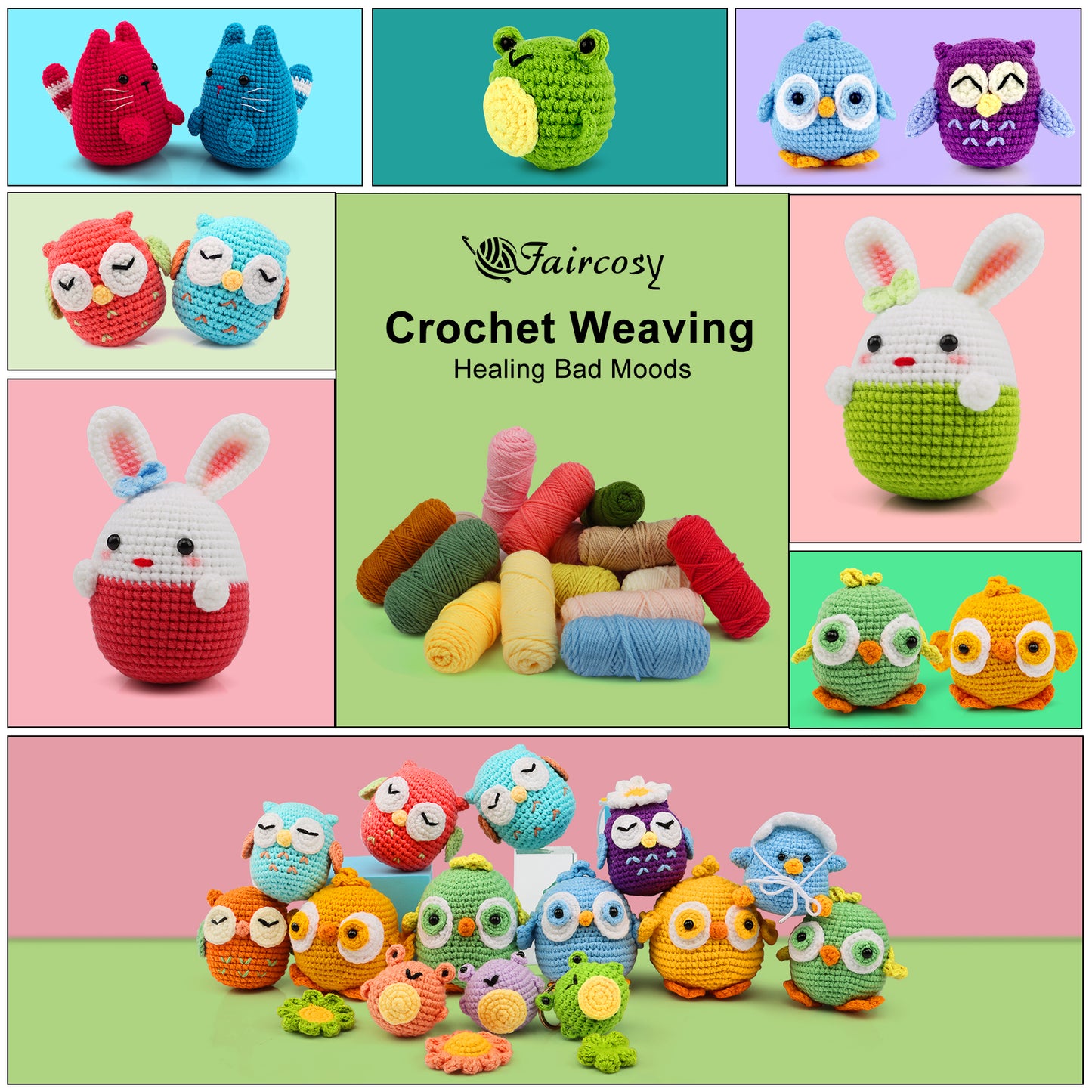 Faircosy Crochet Kit for Beginners: Amigurumi Crocheting Rabbit Kits, Starter Kit for Adults and Kids (10Age+) with Detailed Instructions and Tutorial