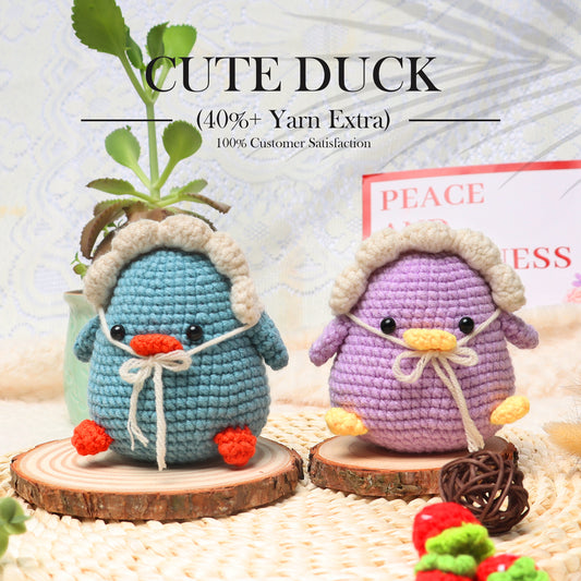 Animal Crochet Kit for Beginners: Easy Amigurumi Starter Kits for Kids & Adults - Learn Crocheting Cute Duck with Detailed Tutorial Video and Instructions